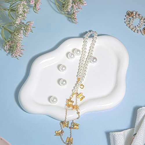 Lynagert Cloud Trinket Dish, Chubby Jewelry Tray, Ceramic Jewelry Ring Trinket Dish for Rings Earrings Necklace Organizer, Mother's Day Thanksgiving Christmas Birthday Bridesmaid Gifts (White) - Image 6