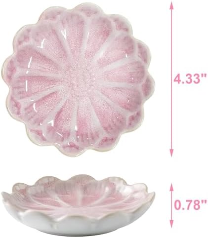 Lotus Ceramic Jewelry Tray, Small Trinket Jewelry Ring Holder Organizing Dish, for Parents Daughter Friends Sister, Birthday Gifts for Women, Pink - Image 7