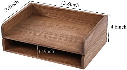 DDYURI Desktop File Trays Stackable Paper Tray for Letter/A4 Size Magazine - Wood Office Document Organizer Shelf - Wooden Folder Organization Rack Desk Tray Pack of 2 Dark(2CTP-DK) - Image 5