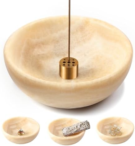 Koville Mexican Natural Onyx Incense Holder, 5inch Incense Holders for Sticks, Sturdy Incense Burner Ash Catcher, Ideal for Meditation, Relaxing, Easy to Clean(Mexico Onyx) by Koville