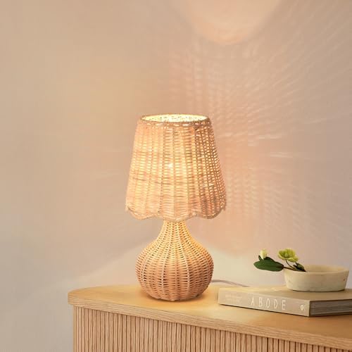 Ziqqeelam Rattan Small Bedside Table Lamp for Bedroom, Boho Mini Table Lamps for Nightstand, Farmhouse Small Table Lamps for Small Spaces for Kitchen Counter, Bookshelf, Bedroom, Kids Dorm by Unknown