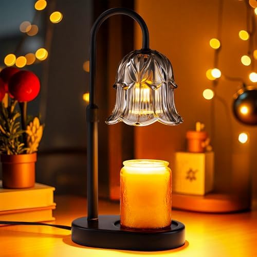Candle Warmer Lamp Adjustable Timer Electric－ Gray Flower Shaped Wax Melting Lamp - Image 2