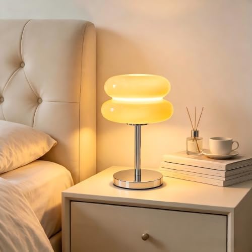 Senzoy Double-Layer Tart Night Light, Glass Mushroom Table Lamp, Yellow by Unknown