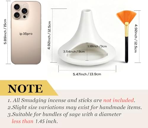 Ceramic Palo Santo Holder, Minimalist Smudge Burner with Ash Catcher, Modern Home Meditation Decor (White) - Image 2