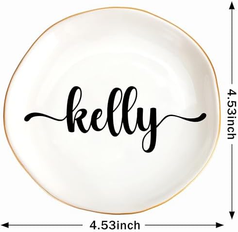 JoycuFF Kelly Personalized Name Ceramic Jewelry Tray, Mothers Day Christmas Anniversary Engagement Birthday Gifts for Women Couples, Trinket Dish for Rings Earrings Necklaces Bracelets Keys - Image 6
