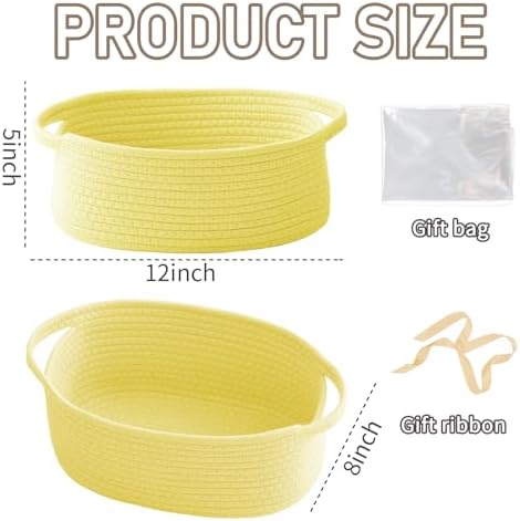 JMvicyroam Small Woven Basket, Empty Gift Basket, Yellow/1 Pack - Image 2