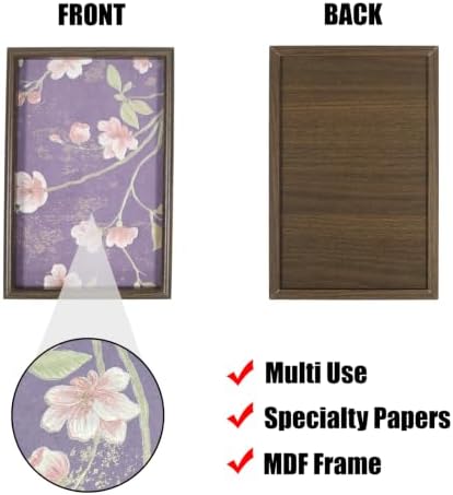 Wooden Valet Tray Floral Base Catchall Nightstand Organizer, Purple Blossom - Image 4