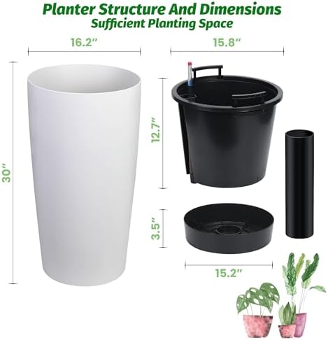 Garvee Tall Planters for Outdoor Plants, 30 in Planters Set of 2 - Image 2