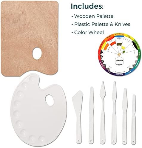 VISWIN 185 PCS Professional All-in-One Art Painting Kit with Beech Wood Easel, 96 Acrylic, Watercolor & Oil Paint Set, Canvas, Painting Set with Complete Art Supplies for Adult, Artist, Beginner - Image 6