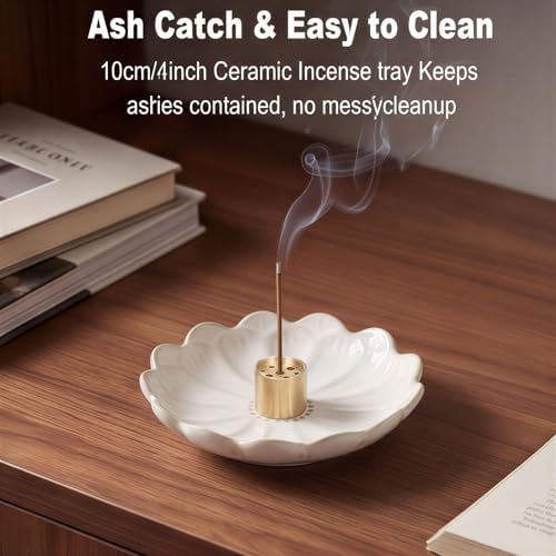 uxcell Ceramic Incense Burner Cone Incense Holder 4.3" White - Image 2