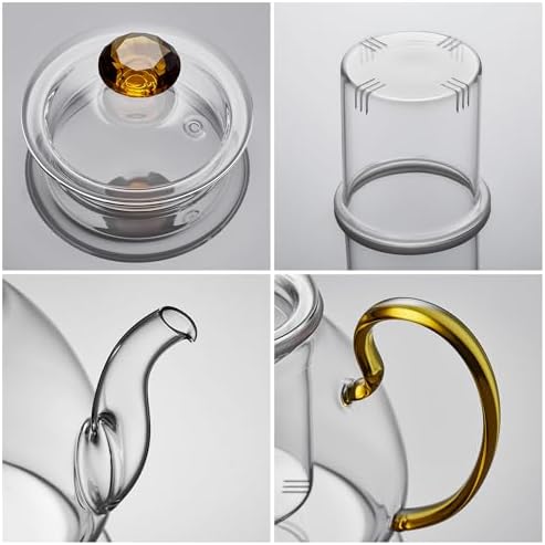 Large Capacity Glass Teapot with Removable Infuser, Stovetop Safe, Thickened Heat-Resistant Borosilicate Glass, 46 fl oz - Image 4