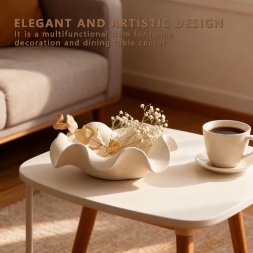 Ceramic Flower Decorative Bowl, Small Scalloped Trinket Dish for Keys, Jewelry and Candy, White Catchall Bowl for Entryway or Coffee Table Decor (7.8 * 2.9Inch) - Image 6