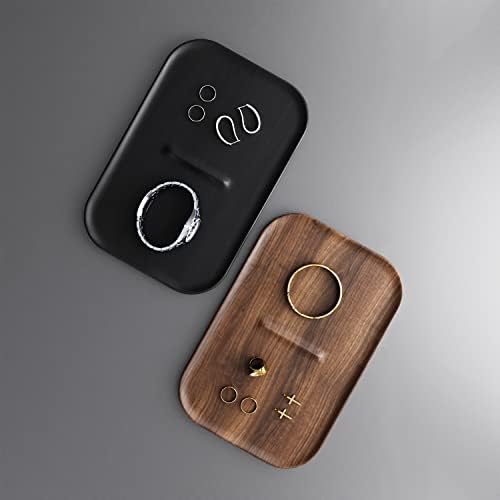 Valet Tray Wooden Premium Wood Catchall EDC Tray for Desk Bedside Concierge Tray Organizer Key Wallet Watch Phone Storage (Walnut) - Image 3