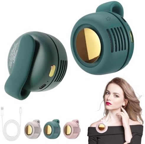Portable Silent Mini Bladeless Electric Fan, Mini Whirlwind Fan for Waist Clip Fan, 3 Speeds Hands-Free Neck Fan,Suitable for Outdoor & Travel & Office, Travel Accessories, Gift (Green) by Unknown