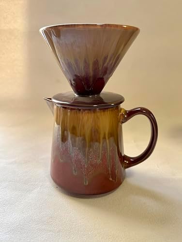 Gradient Glaze Ceramic Coffee Dripper & Server Set (Brown) - Image 3