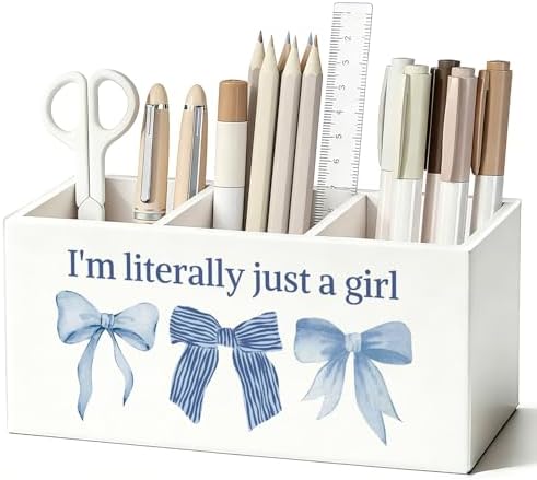 Coquette Blue Bow Pen Pencil Holder for Desk, Preppy Desk Decor by Unknown