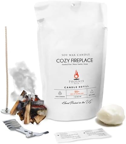 Phoenix Wick Candle Making Kit – Transform Anything Into A Candle – Candle Making Kit with Wick + 7oz Wax (Cozy Fireplace Scent) by PhoenixWick