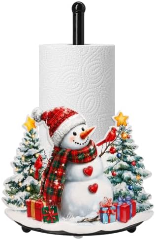 Christmas Snowman Paper Towel Holder, Farmhouse Xmas Kitchen Countertop Decor, Decorative Table Paper Towel Holder, Christmas Housewarming Birthday Gift for Women Mom by Taesun