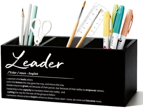 Leader Gifts Pen Pencil Holder for Desk, Thank You Appreciation Gifts for Leaders Boss Manager, Leadership Gift Wooden Box Sign Decorations for Office Workplace Desk Tabletop by Unknown