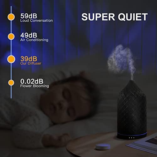 Essential Oil Diffuser for Home, Ceramic Aromatherapy Diffuser for Essential Oils, 120ml Oil Diffuser with Waterless Auto-Off and 7 LED Lights for Large Room Yoga Spa (Black) - Image 3