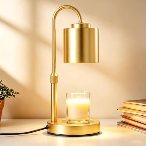 CASTLELIFE Dimmable Candle Warmer Lamp with Timer, Height Adjustable Candle Warmer for Jar Candles, Electric Wax Melt Warmer for Home Decor House Warming Gifts, Birthday Gifts for Women, Gold by CASTLELIFE