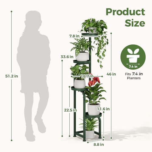 Bamworld Corner Plant Stand Indoor Outdoor Tall Metal Flower Pot Stands - Image 2
