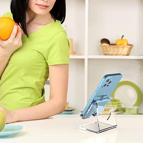 Crpich Acrylic Cell Phone Stand, Portable Phone Holder, Clear Phone Stand for Desk, Compatible with Phone16 15 14 13 Pro Max Mini 12 11 SE, Switch, Android Smartphone, Pad, Tablet, Desk Accessories - Image 5