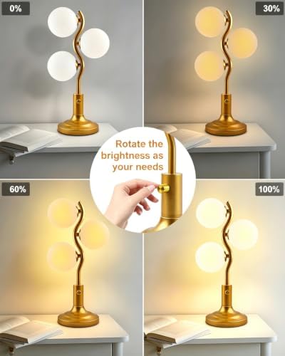 Lightdot Gold Globe Table Lamp Dimmable Modern Ball Lamp 3 Bulbs Included - Image 2