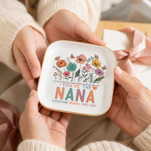 Nana Gifts for Grandma Birthday Christmas, Ceramic Wildflowers Jewelry Dish - Image 5