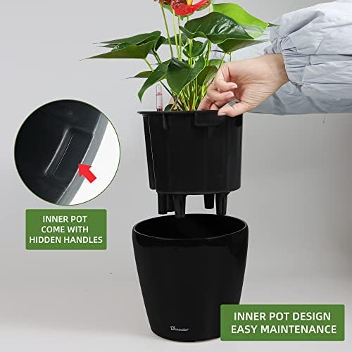 Dexceder 11x10 Self Watering Planter (Black High Gloss) - Image 4