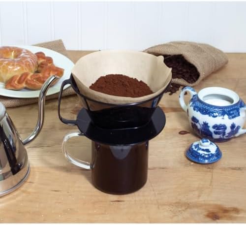 Fino Pour-Over Coffee Brewing Filter Cone, Number 4-Size, Black, Brews 8 to 12-Cups, Set of 1 - Image 2