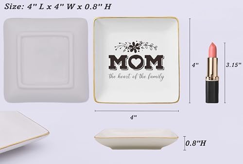 Mom Gifts for Mother's Day-Birthday Thanksgiving Christmas Gifts for Mother-Mom Life-Thank You Gift-Mom the Heart of the Family-Mother Appreciation Gift-Ceramic Jewelry Tray Trinket Holder Ring Dish - Image 5