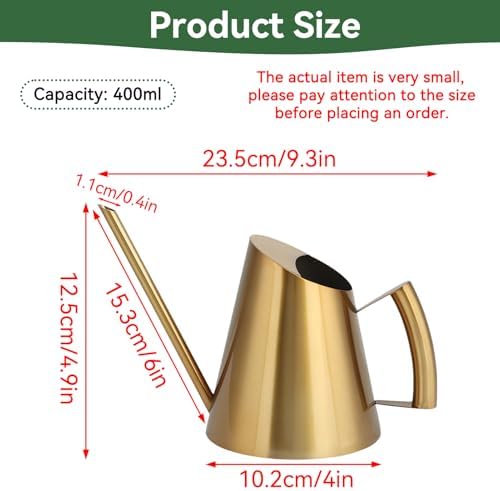 Watering Can for Indoor Plants, 13.5 Oz/400 Ml Indoor Plant Watering Can Stainless Steel Small Water Cans with Long Spout for Plants Succulent Bonsai, 4 X 4.9 Inch - Image 2