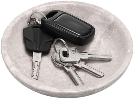 Hipiwe Small Key Bowl for Entryway, 5.5" Round Natural Travertine Tray by Hipiwe