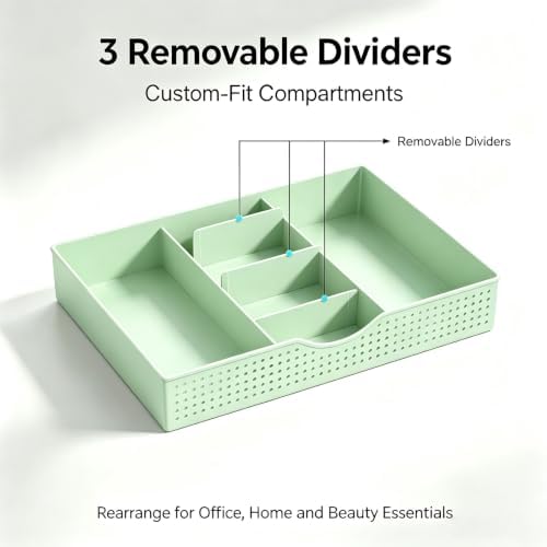 gianotter Desk Organizers and Accessories, Monitor Stand with Drawer and 2 Pen Holder, Desktop Organizer Suitable for Offices and Dormitories (Sage Green) - Image 4