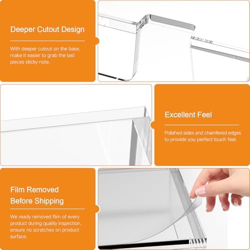 BEEGO Sticky Note Organizer - 3x3 in 2IN1 Crystal Clear Acrylic Notepad Holder Acrylic Sticky Note Dispenser Cute Memo Holder (NO Pads) for Dorm Room Office Desk Organization - Image 6