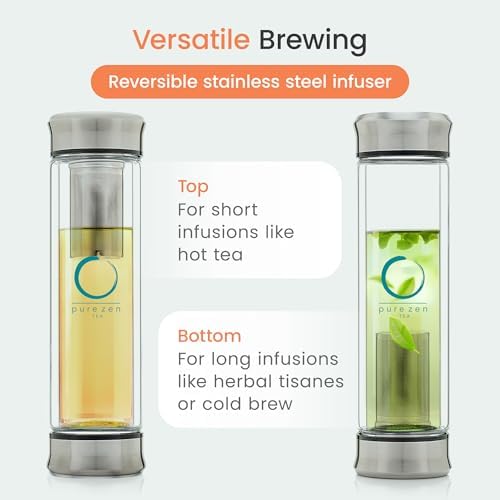 Pure Zen Tea Infuser Bottle, 13 oz, Tea Bottle with Infuser, Tea Gift Set - Image 6