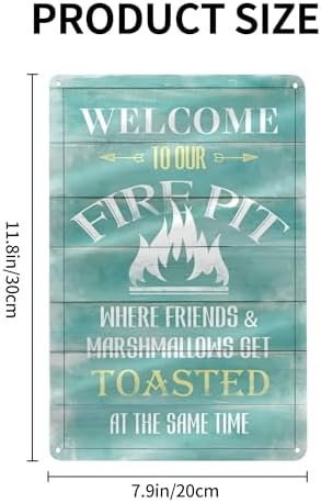 Funny Camping Decor Retro Backyard Metal Tin Sign for Campfire Cabin Motorhome Wall Decoration Gift 12 X 8 Inches Firepit Accessories Outdoor & Indoor - Friends & Marshmallows Get Toasted - Image 2