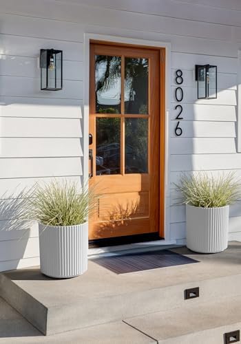 Veradek Demi Series Round Planter for Porch, Patio, Backyard | Durable Plastic-Stone Composite Material | Modern Décor for Tall Plants, Flowers - Image 4