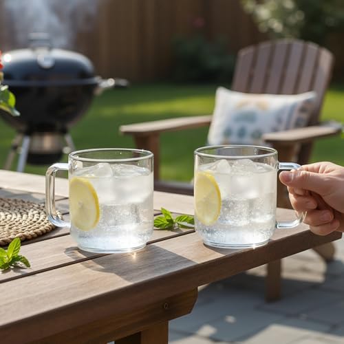 Aquach 22oz Glass Mugs Set of 2, Extra-Large Borosilicate Coffee Tea Cups - Image 3