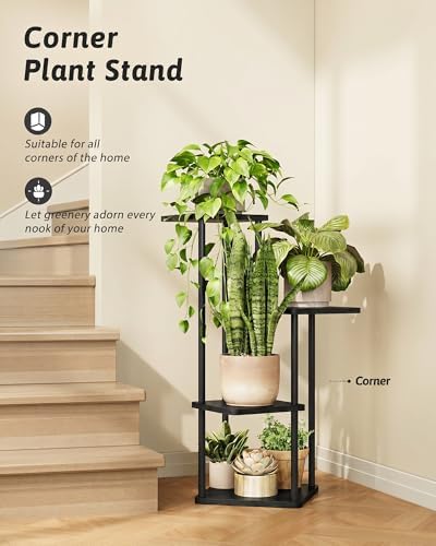 GENTINGBRO Corner Plant Stand Indoor Tall Plant Stand Black 4 Tier - Image 3