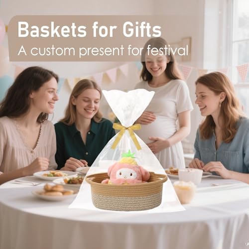 JMvicyroam Small Woven Basket, Empty Gift Basket, Jute&Brown/1 Pack - Image 4