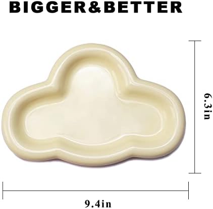 Jewelry Dish Trinket Tray for Women, Ring Holder, Unique Cloud Shape Ceramic Plate Cute Things Vanity Aesthetic Room Decor Mother's Day Birthday Christmas Warm House Gifts (Crème) (JT001) - Image 2