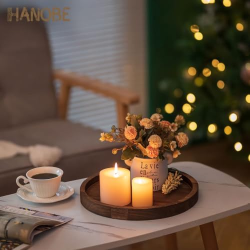 Hanobe Round Wooden Candlestick Holder Trays for Table Centerpiece Decor - Image 4