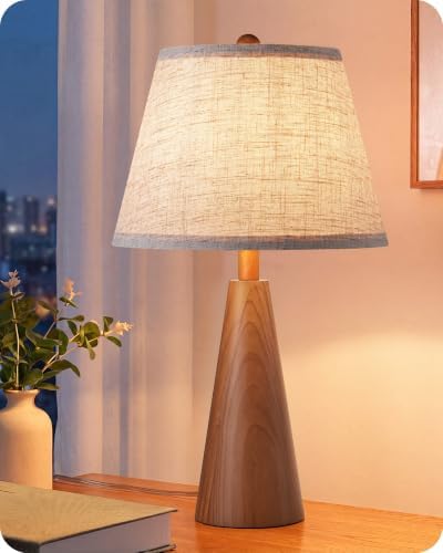 EDISHINE Mid Century Table Lamp, Tapered Walnut Wood Base, E26 Socket by EDISHINE
