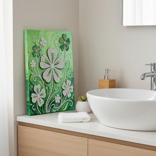 DIY Pearl Painting with Frame, Creative Design, Handmade Stress-Relieving Home Wall Decoration, Includes Frame and Tools-Four-Leaf Clover - Image 3