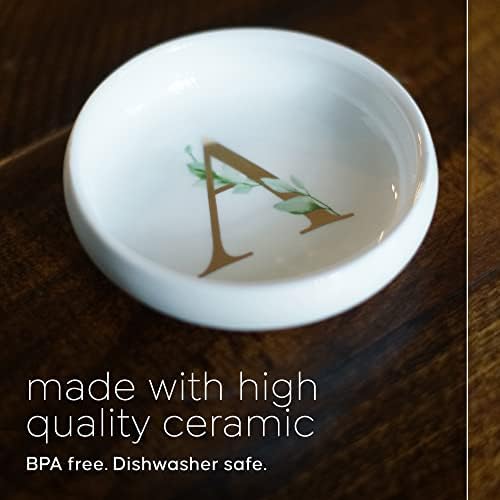 Trinket Tray Jewelry Dish with Monogrammed A in Gold Ring Holder - White Trinket Dish - Personalized Ring Dish or Jewelry Tray - Cedar & Ink (A) - Image 3