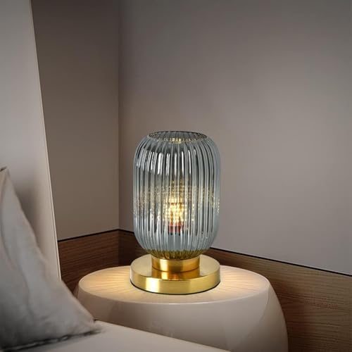 Globe Table Lamp, Mid Century Modern Table Lamp Vintage Gold Nightstand Lamp Set of 2 with Metal Base Grey Glass Desk Lamp Small Table Lamps for Bedroom Bedside Living Room Office - Image 6