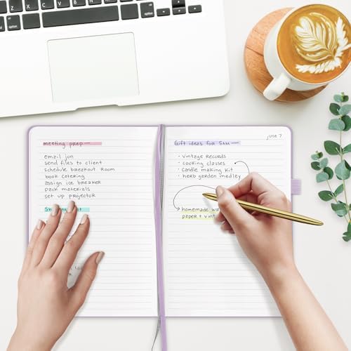 &And Per Se Lined Notebooks 3-Pack Gift Set, A5 Hardcover Journals, 160 Pages 100gsm Thick Paper, 3 Assorted Colors (Cyan, Purple & Light Green) - Image 5