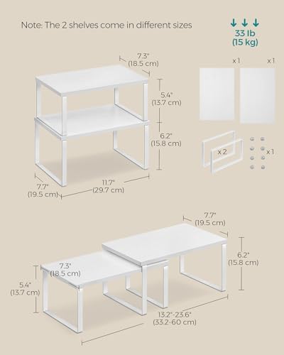 SONGMICS Cabinet Organizer Shelf, Set of 2 Spice Rack, Kitchen Storage - Image 5
